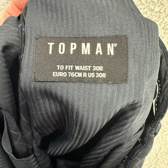 Topman Mens Dress‎ Pants 30 Navy Blue Check Plaid Slim Fit Trousers Work Preppy - Picture 3 of 6